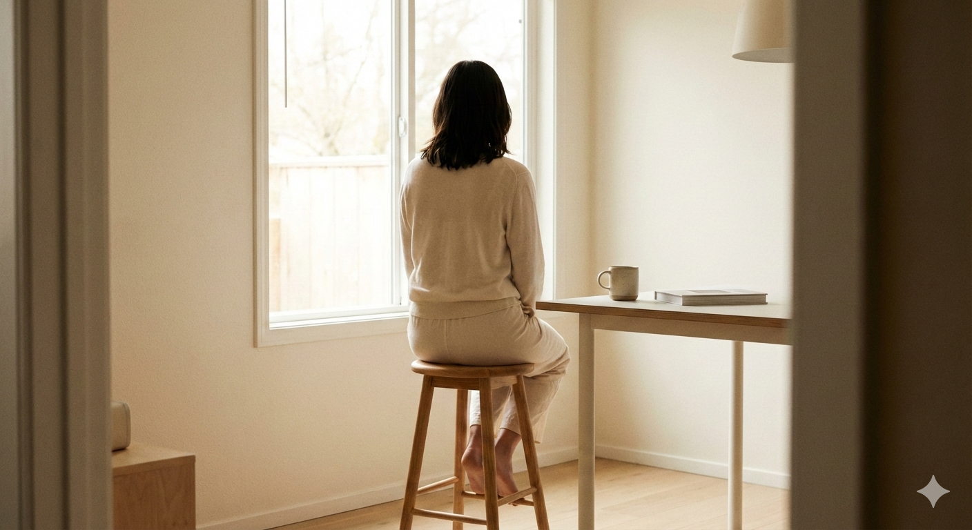 Mulher de costas na cadeira